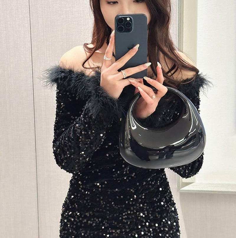 GSYPS Acrylic Handbags for Women Cute Acrylic Clutch Small Unique Purse Trendy Metal Evening Bag for Party Cocktail - Image 3